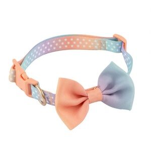 NWT, Vibrant Life Ombré Polka Dot Bow Dog Collar, Size S (10-20lb)